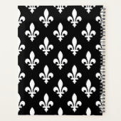 Fleur de Lis, Blanc sur Noir, Blanc, Votre Nom (Dos)