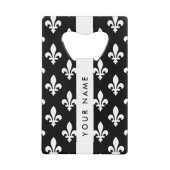 Fleur de Lis, Blanc sur Noir, Blanc, Votre Nom (Devant)