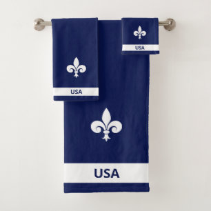 Fleur de Lis blanche sur bleu marine