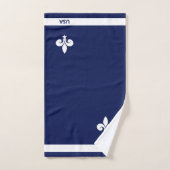 Fleur de Lis blanche sur bleu marine (Serviette à main)