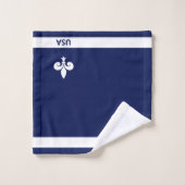 Fleur de Lis blanche sur bleu marine (Gant de toilette)