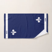 Fleur de Lis blanche sur bleu marine (Serviette à main)