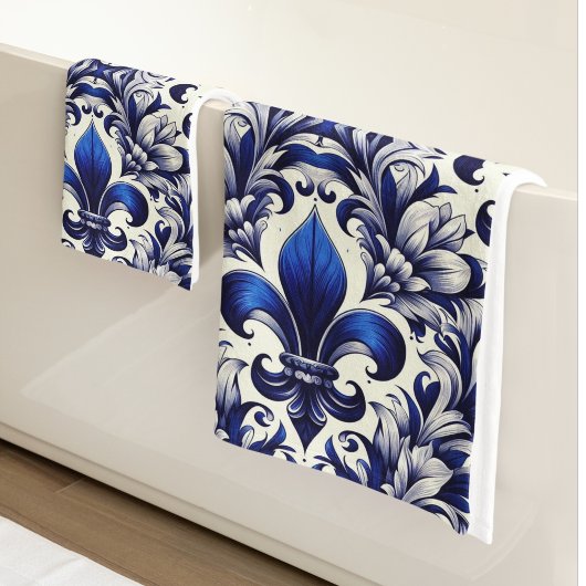 Fleur de lis bleu et gris
