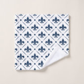 Fleur De Lis bleu foncé motif sur arrière - plan b (Gant de toilette)
