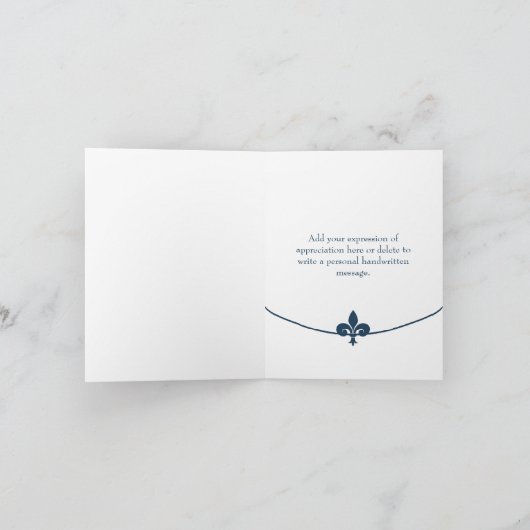 Fleur de Lis bleu foncé Photo Merci Cartes (Intérieur)