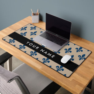 Fleur de Lis, Bleu Marine sur Beige, Royal, Votre