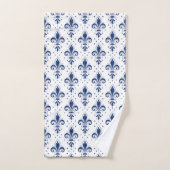 Fleur de lis bleu motif sans soudure sur blanc (Serviette à main)