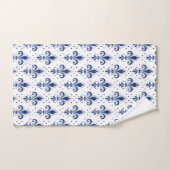 Fleur de lis bleu motif sans soudure sur blanc (Serviette à main)
