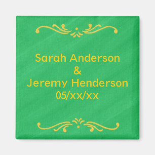 Fleur De Lis Bordure verte Sauver date Aimants