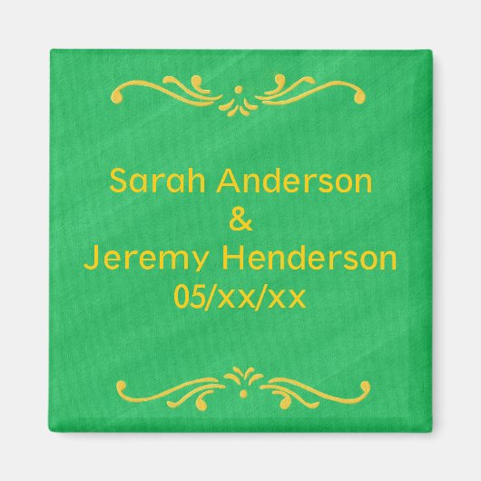 Fleur De Lis Bordure verte Sauver date Aimants (Devant)