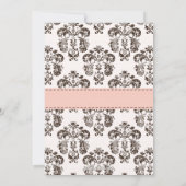 Fleur de Lis Bridal Shower Invitations Pink Brown Kaart (Achterkant)