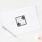 Fleur de Lis Bruiloft Zwart Wit Vierkante Sticker (Envelop)