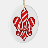 Fleur de lis Candy Cane Keramisch Ornament (Rechts)