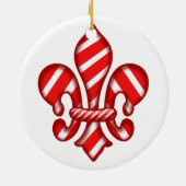 Fleur de lis Candy Cane Keramisch Ornament (Achterkant)