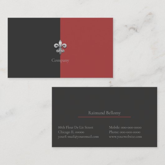 Fleur De Lis Carte de visite (Devant / Derrière)