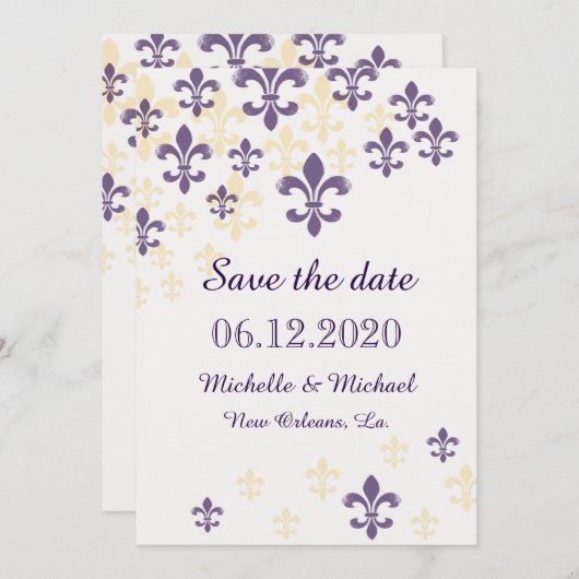 Fleur de Lis Cascade Save the Date (Voorkant / Achterkant)