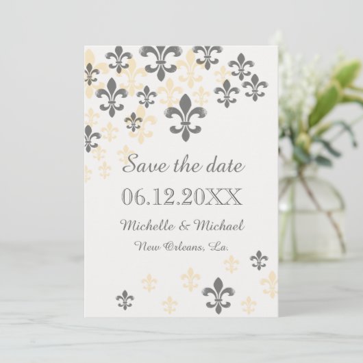 Fleur de Lis Cascade Save the Date (Staand voorkant)