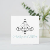 Fleur de Lis Chandelier Mariage Invitations (Debout devant)