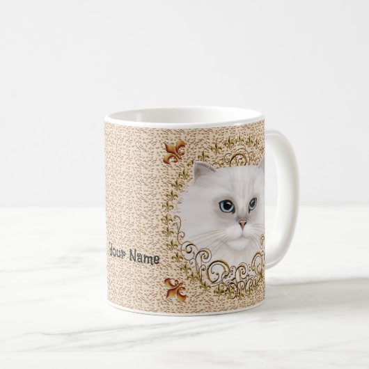 Fleur De Lis Chat Mug Perse (Devant droit)