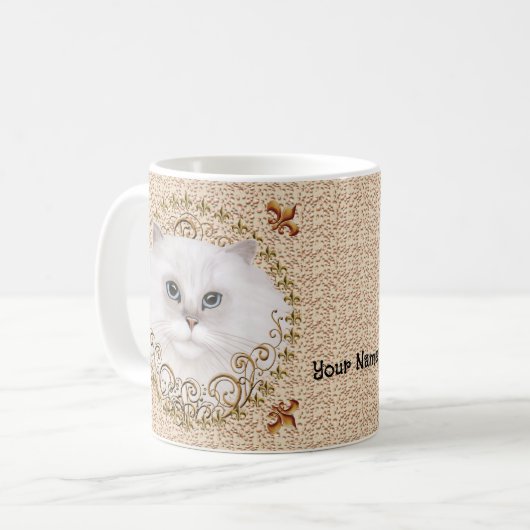Fleur De Lis Chat Mug Perse (Devant gauche)