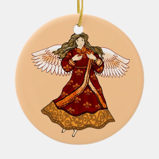 Fleur de lis Christelijke angel Keramisch Ornament (Voorkant)