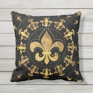 Fleur-de-lis - cirkelvormige versiering - Goud en Buitenkussen