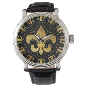 Fleur-de-lis - cirkelvormige versiering - Goud en Horloge