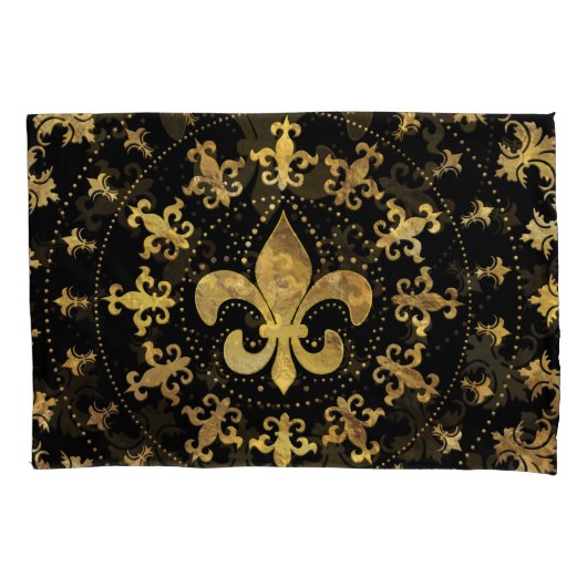 Fleur-de-lis - cirkelvormige versiering - Goud en  Kussensloop (Voorkant)