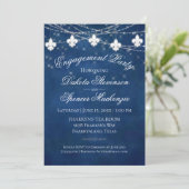 Fleur de Lis Classic Blue Light | Engagement Party Kaart (Staand voorkant)