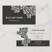 Fleur de Lis Coal Black White Damask Visitekaartje (Voorkant / Achterkant)