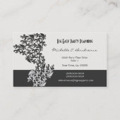Fleur de Lis Coal Black White Damask Visitekaartje (Achterkant)