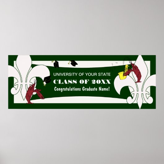 Fleur de Lis Crawfish Afstuderen Banner Poster (Voorkant)