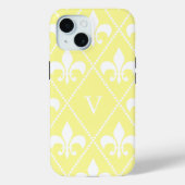 Fleur de Lis crème met monogram Case-Mate iPhone Case (Achterkant)