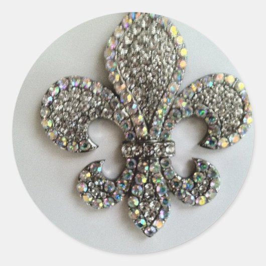 Fleur de lis Crystal op wit Ronde Sticker (Voorkant)