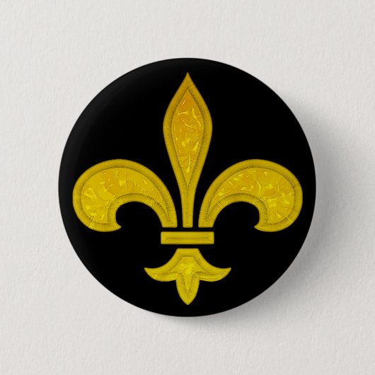 Fleur De Lis Cut Glass Ronde Button 5,7 Cm (Voorkant)