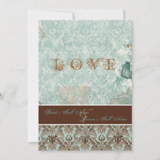 Fleur de Lis Damask - Invitations Mariages moderne (Devant)