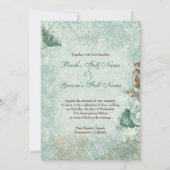 Fleur de Lis Damask - Invitations Mariages moderne (Dos)