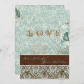 Fleur de Lis Damask - Invitations Mariages moderne (Devant / Derrière)