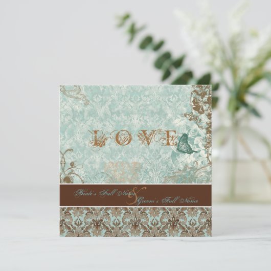 Fleur de Lis Damask - Invitations Mariages moderne (Debout devant)