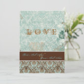 Fleur de Lis Damask - Uitnodigingen voor moderne b (Staand voorkant)