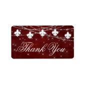 Fleur de Lis Dark Red Lights | Elegant Hartelijk d Etiket (Voorkant)