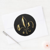 Fleur de Lis, doe-het-zelf achtergrond+tekst Ronde Sticker (Envelop)