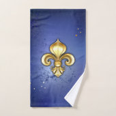 Fleur de lis dorée sur fond bleu (Serviette à main)