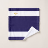 Fleur de Lis dorée sur fond bleu marine et blanc (Gant de toilette)