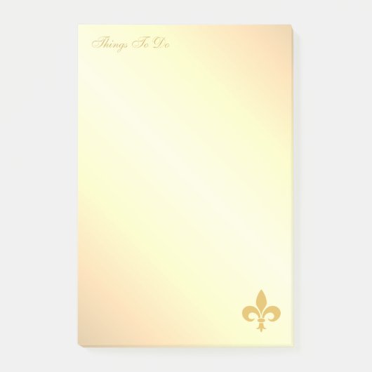 Fleur de lis dorée sur Post-it dégradé or (Devant)