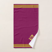 Fleur de lis dorée, trois bandes sur bordeaux (Serviette à main)