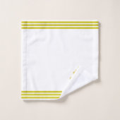 Fleur de lis dorée, trois bandes sur fond blanc (Gant de toilette)