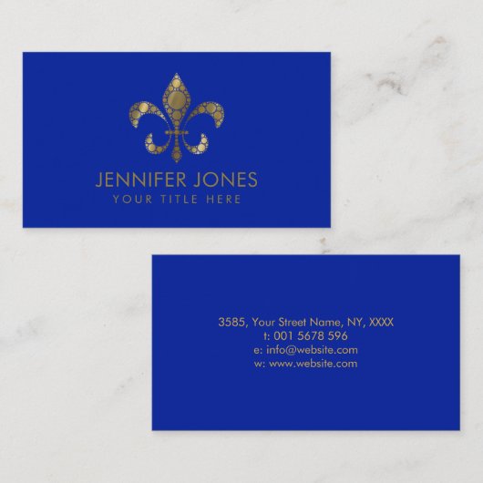 Fleur-de-lis - Dot Art Golden Gradient Visitekaartje (Voorkant / Achterkant)