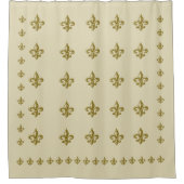 Fleur de Lis Douche Rideau De Blanc Jaune Or (Devant)