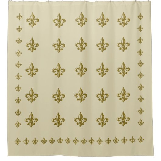 Fleur de Lis Douche Rideau De Blanc Jaune Or (Devant)